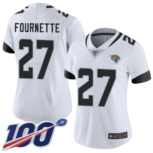 Nike Jacksonville Jaguars 27 Leonard Fournette White Women Stitched NFL 100th Season Vapor Limited Jersey